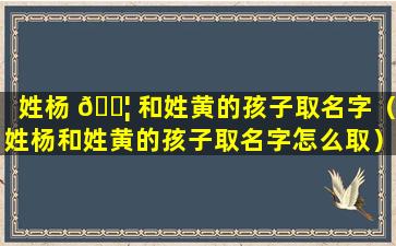 姓杨 🐦 和姓黄的孩子取名字（姓杨和姓黄的孩子取名字怎么取）